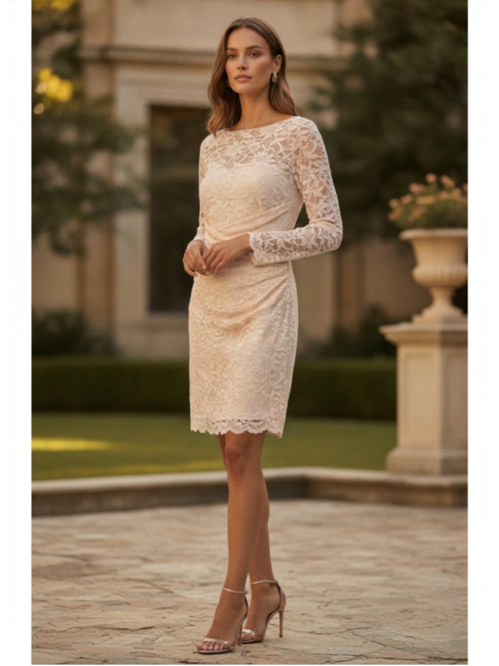 LAUREN Ralph Lauren Long Sleeve Dress Women's Size 10 Pink Lace